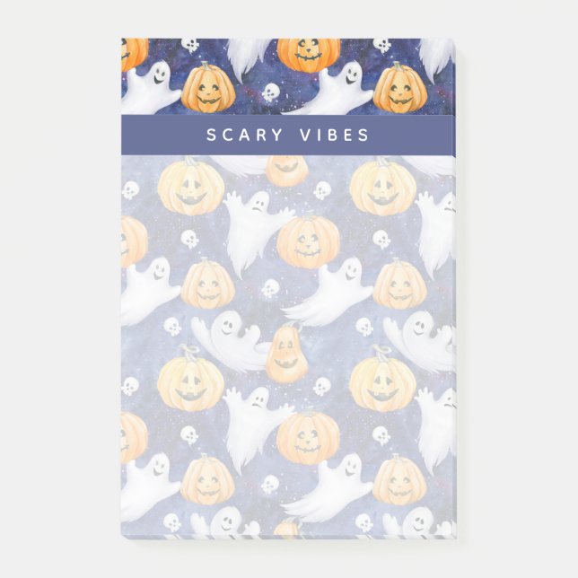 Halloween Watercolor Pattern Post-it Notes (Front)