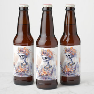Halloween Watercolor Skeleton Beer Labels