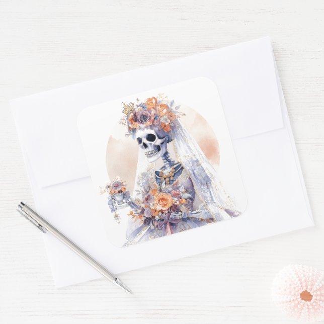 Halloween Watercolor Skeleton Stickers (Envelope)