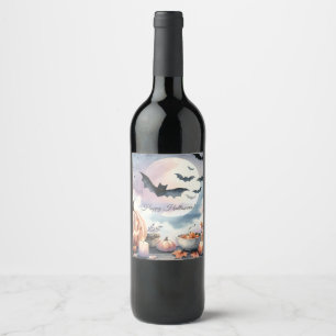 Halloween watercolor wine label