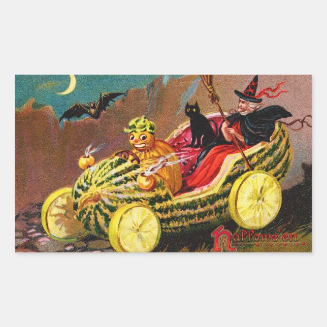 Halloween Watermelon Coach Rectangular Sticker (Front)