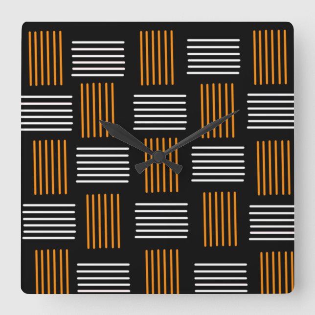 Halloween Weave  Square Wall Clock (Front)