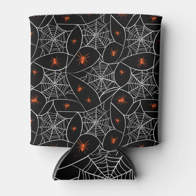 Halloween web and spiders background. can cooler (Front)