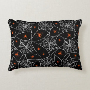 Halloween web and spiders background. decorative cushion