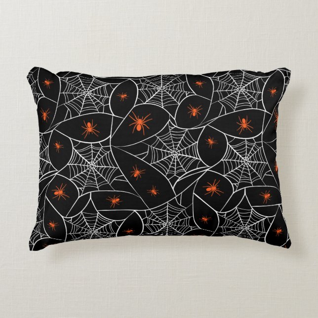 Halloween web and spiders background. decorative cushion (Front)