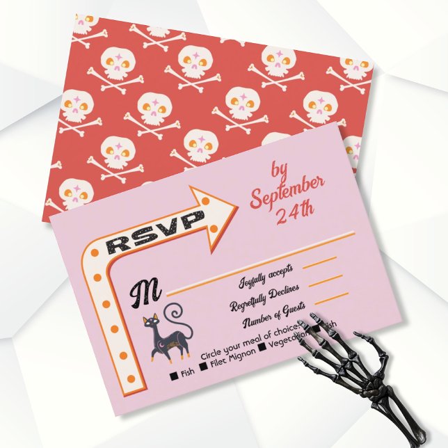 Halloween Wedding arrow sign rsvp response cards (Creator Uploaded)