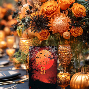 Halloween Wedding Bats Spider Webs Table Number