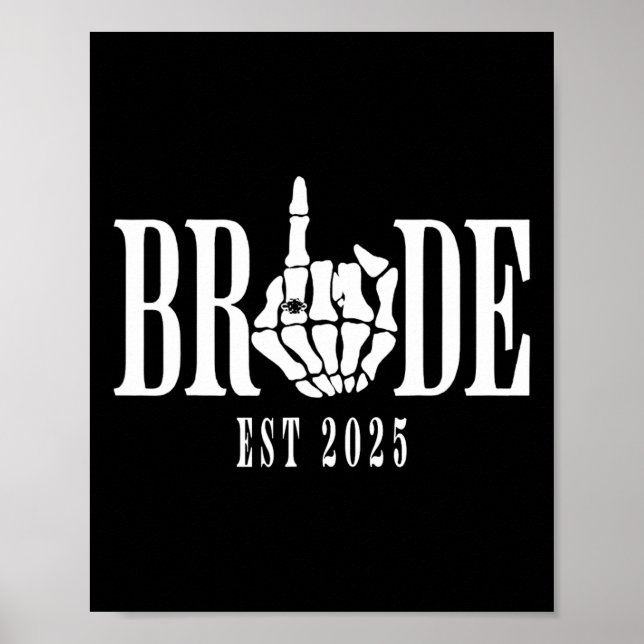 Halloween Wedding Bride Groom Skeleton Chelorette  Poster (Front)