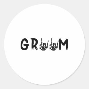 Halloween Wedding Bride Groom Skeleton Till Death Classic Round Sticker