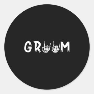 Halloween Wedding Bride Groom Skeleton Till Death  Classic Round Sticker