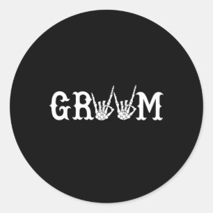 Halloween Wedding Bride Groom Skeleton Till Death  Classic Round Sticker