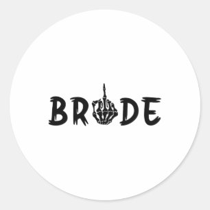 Halloween Wedding Bride Groom Skeleton Till Death Classic Round Sticker