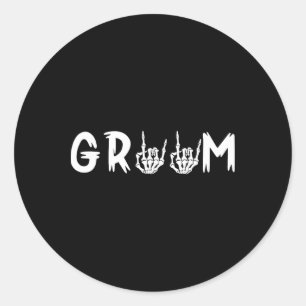Halloween Wedding Bride Groom Skeleton Till Death Classic Round Sticker