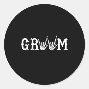 Halloween Wedding Bride Groom Skeleton Till Death Classic Round Sticker