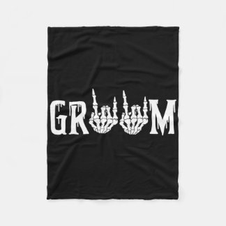 Halloween Wedding Bride Groom Skeleton Till Death Fleece Blanket