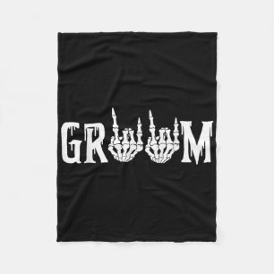 Halloween Wedding Bride Groom Skeleton Till Death  Fleece Blanket