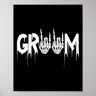 Halloween Wedding Bride Groom Skeleton Till Death Poster