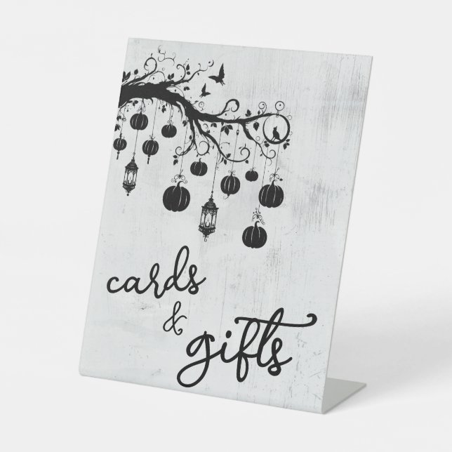 Halloween Wedding Cards & Gifts Pedestal Sign (Front)