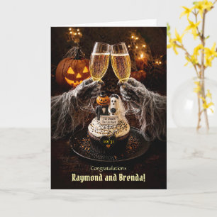 Halloween Wedding Champagne Toast and Cute Cupcake Card
