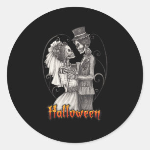 Halloween Wedding Day In October - Bride And Groom Classic Round Sticker