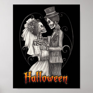 Halloween Wedding Day In October - Bride And Groom Poster