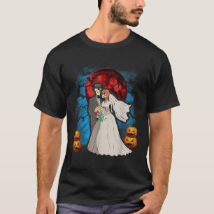 Halloween Wedding Gift Skeleton Couple Bride Groom T-Shirt