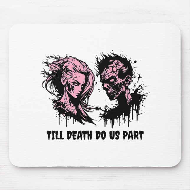 Halloween Wedding Gothic Bride Groom Zombies Till  Mouse Pad (Front)