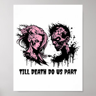 Halloween Wedding Gothic Bride Groom Zombies Till Poster