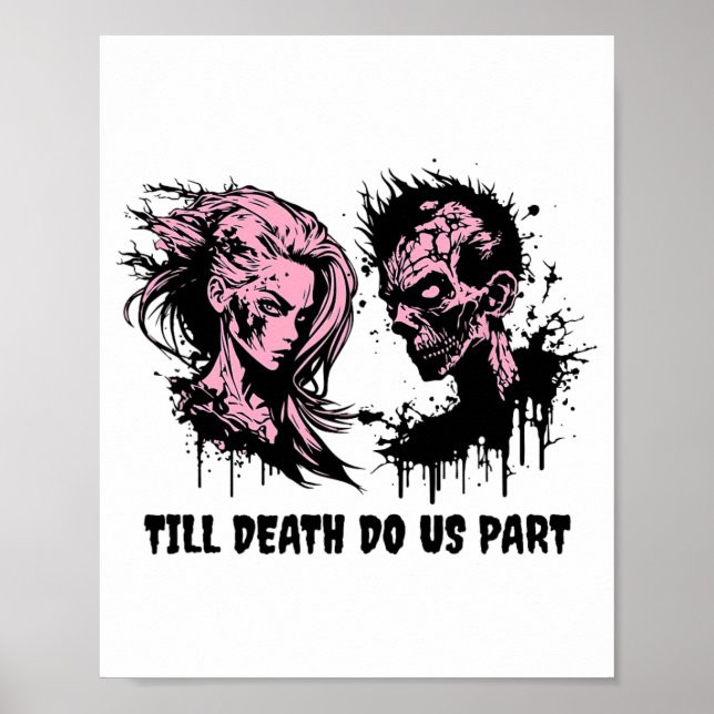 Halloween Wedding Gothic Bride Groom Zombies Till  Poster (Front)