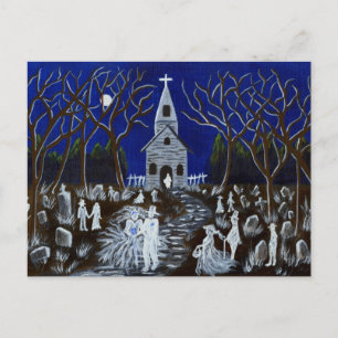 Halloween,wedding,graveyard,ghosts,postcard Postcard
