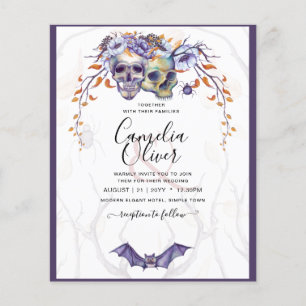 Halloween Wedding Invitation Gothic Skulls Purple Flyer