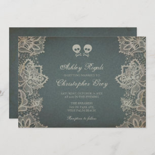 Halloween Wedding Invitation - Vintage Grey