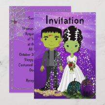 Halloween Wedding Invitation with Bride