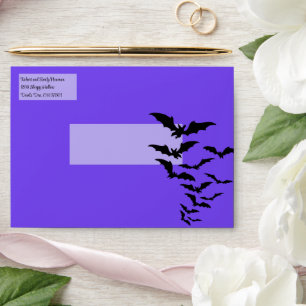 Halloween Wedding Personalise Black Bats Envelope