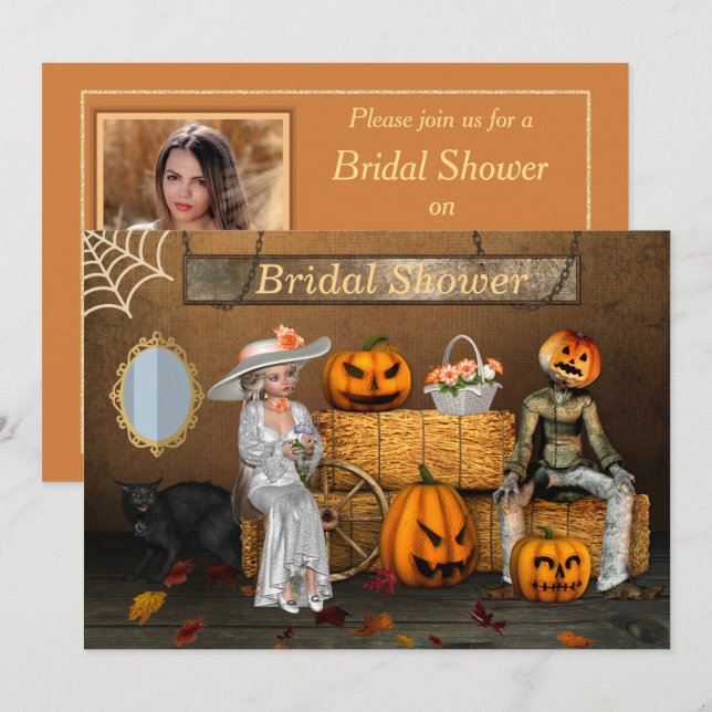 Halloween Wedding Photo Bridal Shower Invitation (Front/Back)