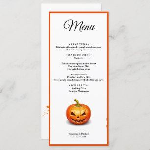 Halloween Wedding Pumpkin Wedding Menu