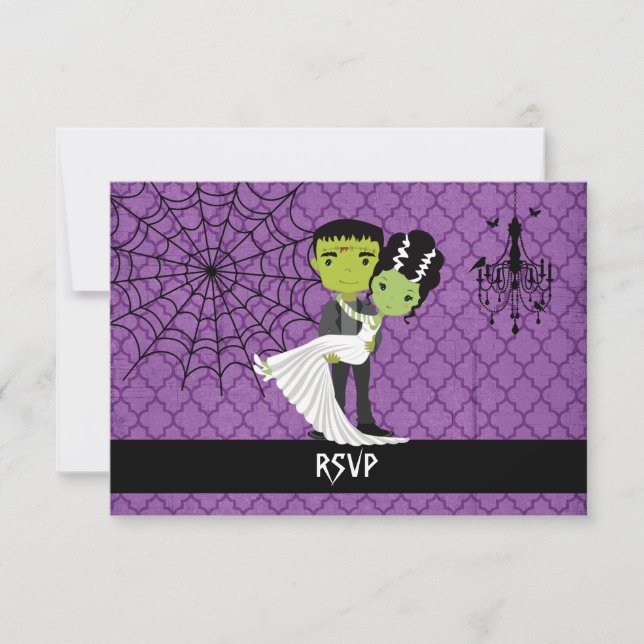 Halloween Wedding RSVP Bride of Frankenstein (Front)