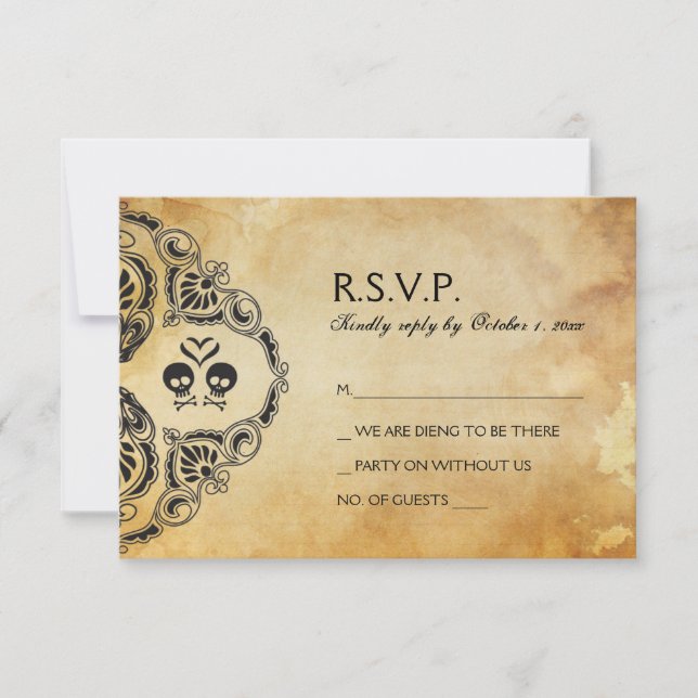 Halloween Wedding RSVP - Skull & Crossbones (Front)