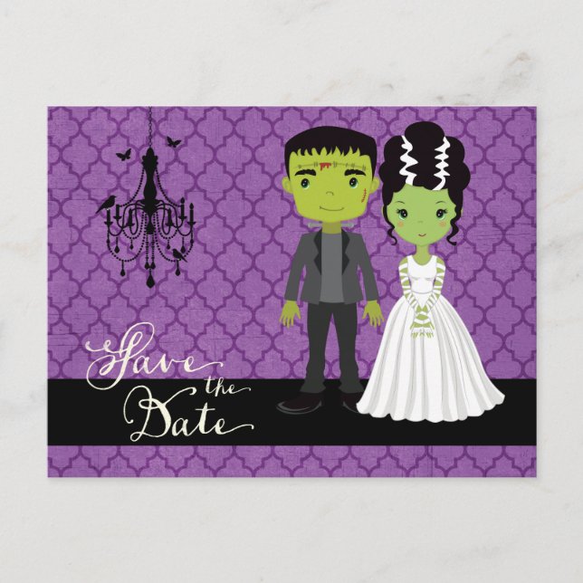 Halloween Wedding Save the Date Announcement Postcard (Front)