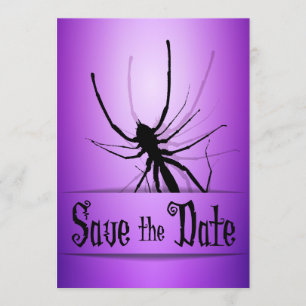 Halloween Wedding Save The Date Card Purple Spider