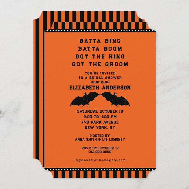 Halloween Wedding Shower Invitation (Front/Back)