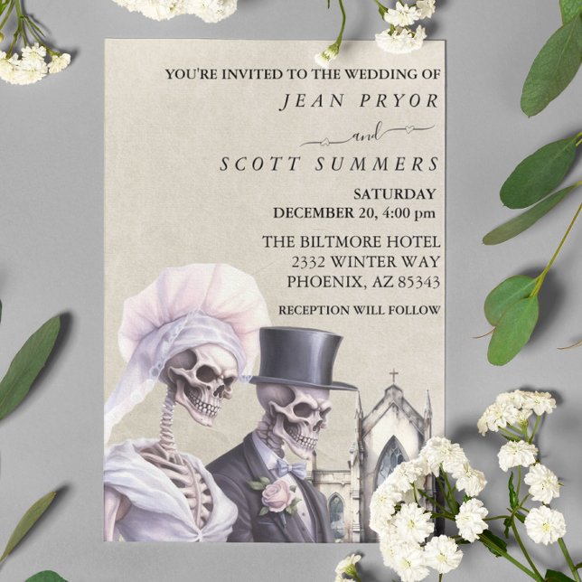 Halloween Wedding Skeleton Couple  Invitation (Creator Uploaded)