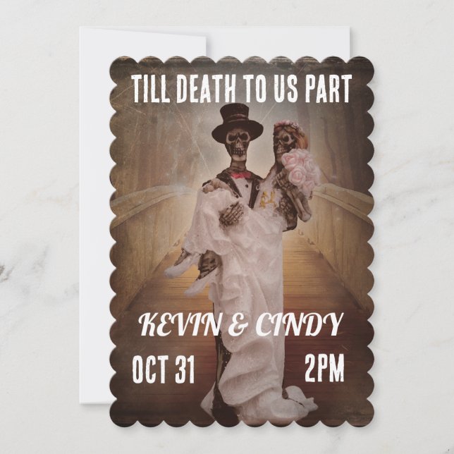 HALLOWEEN WEDDING SKELETON COUPLE INVITATIONS (Front)