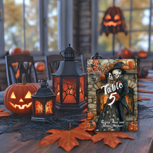 Halloween Wedding Skeletons Black Spiders Bat   Table Number