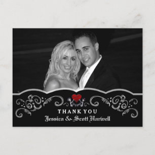 Halloween Wedding Skeletons Heart Photo Thank You Postcard