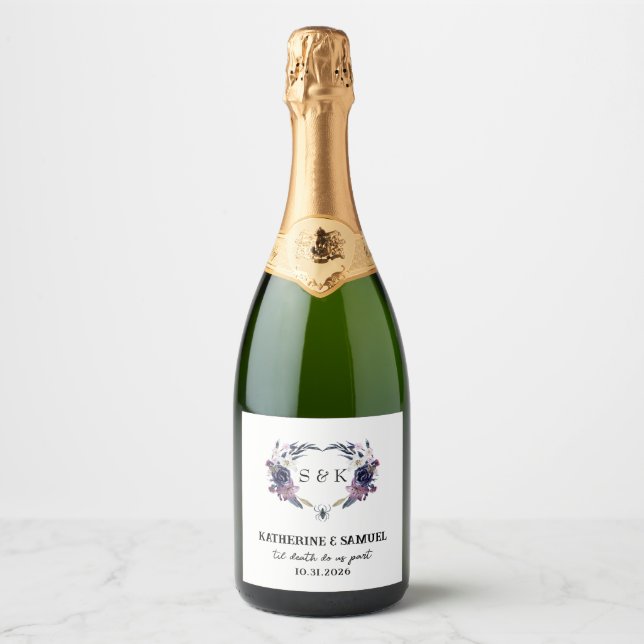 Halloween Wedding Sparkling Wine Label (Front)