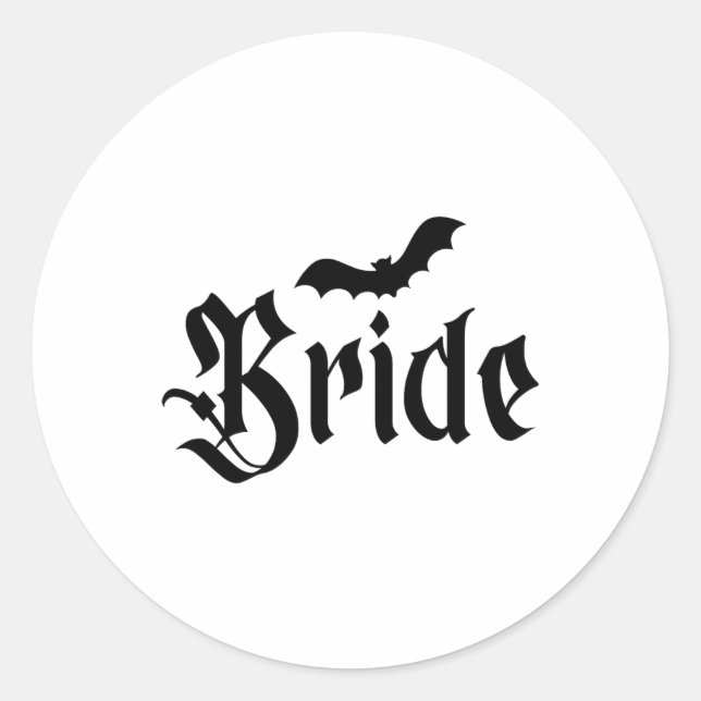 Halloween Wedding Spooky Bride Groom Couple Matchi Classic Round Sticker (Front)