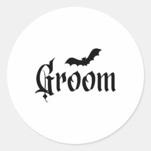 Halloween Wedding Spooky Groom Bride Couple Matchi Classic Round Sticker
