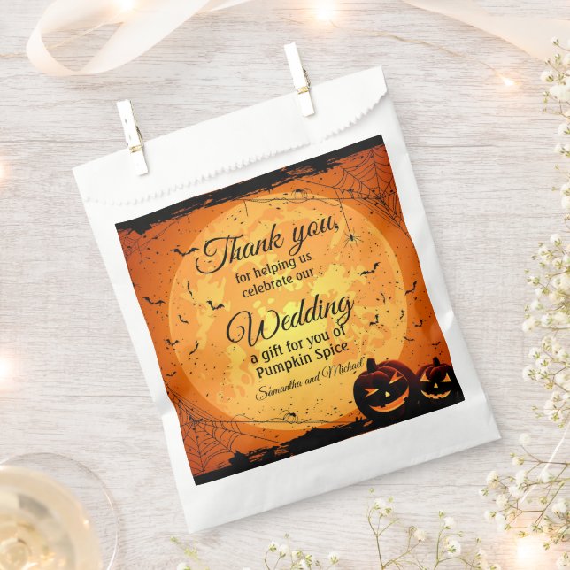 Halloween Wedding Thank You Favour Bag Custom Name (Clipped)