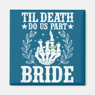 Halloween wedding til death do part bride skeleton magnet